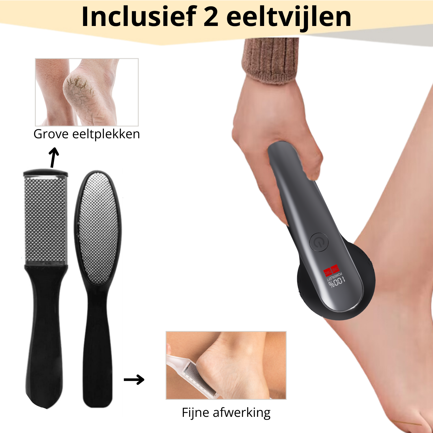 Eeltverwijderaar met 2 extra eeltvijlen – voor grove eeltplekken en fijne afwerking
