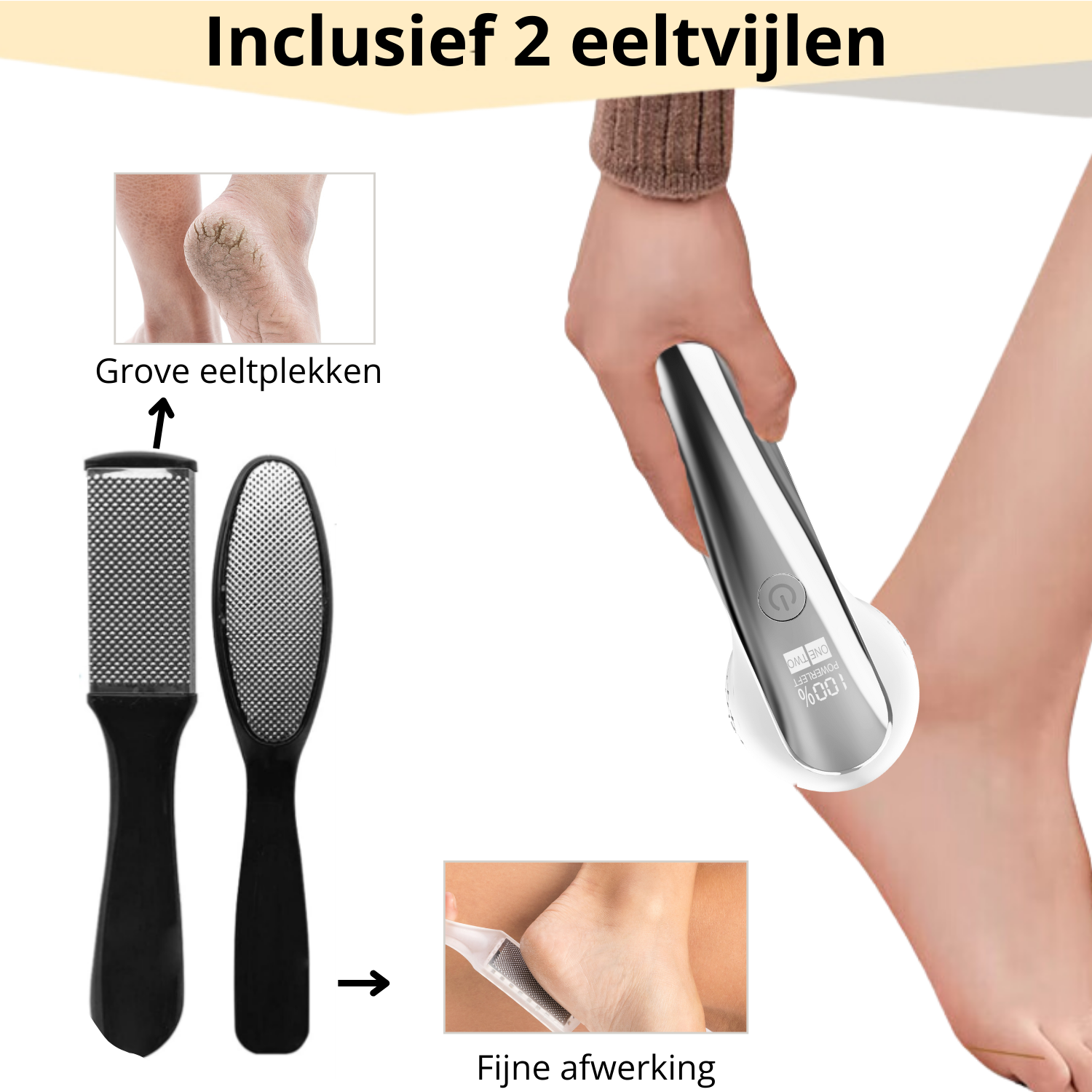 Eeltverwijderaar met 2 extra eeltvijlen – voor grove eeltplekken en fijne afwerking