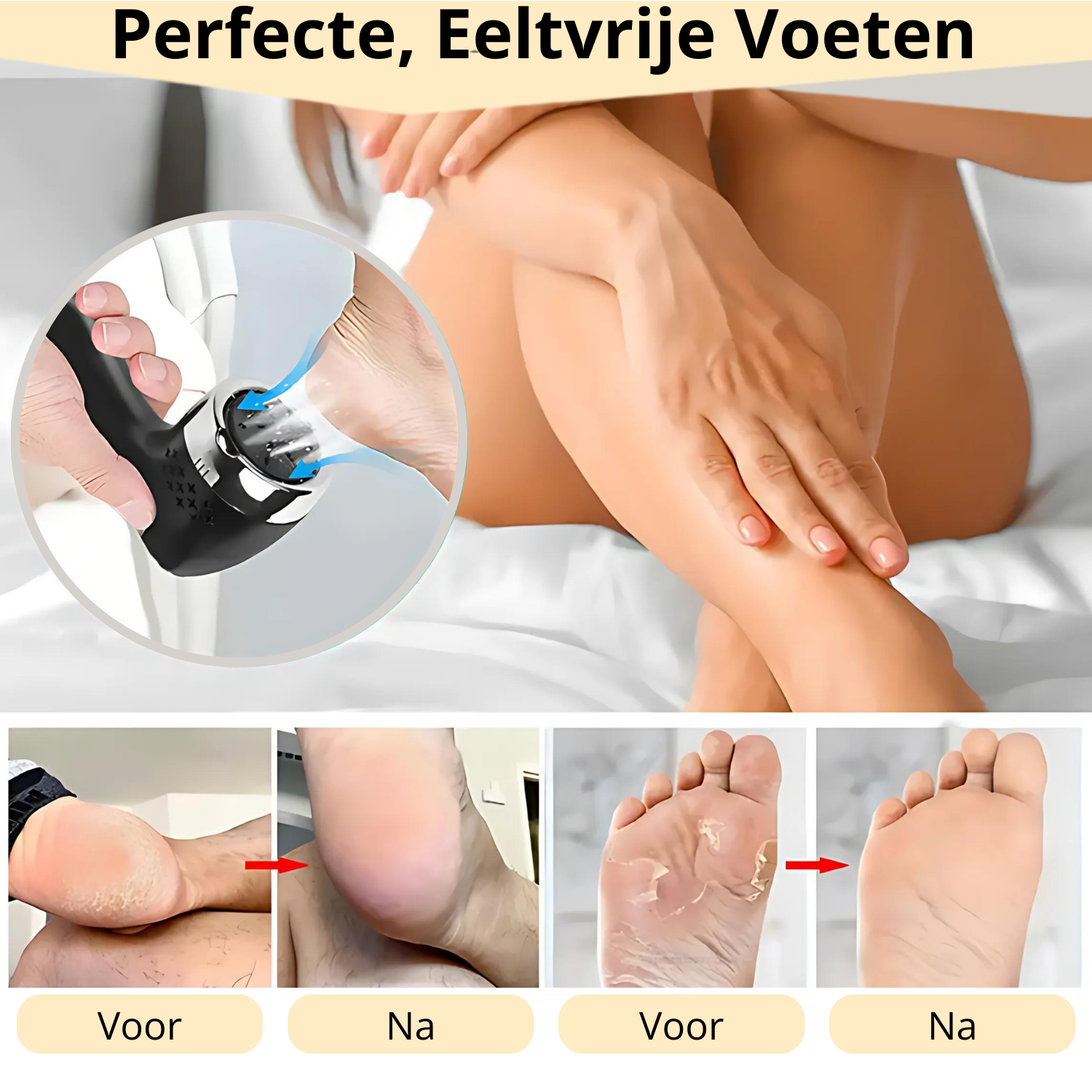 resultaat van eeltverwijdering – zachte, verzorgde voeten na gebruik