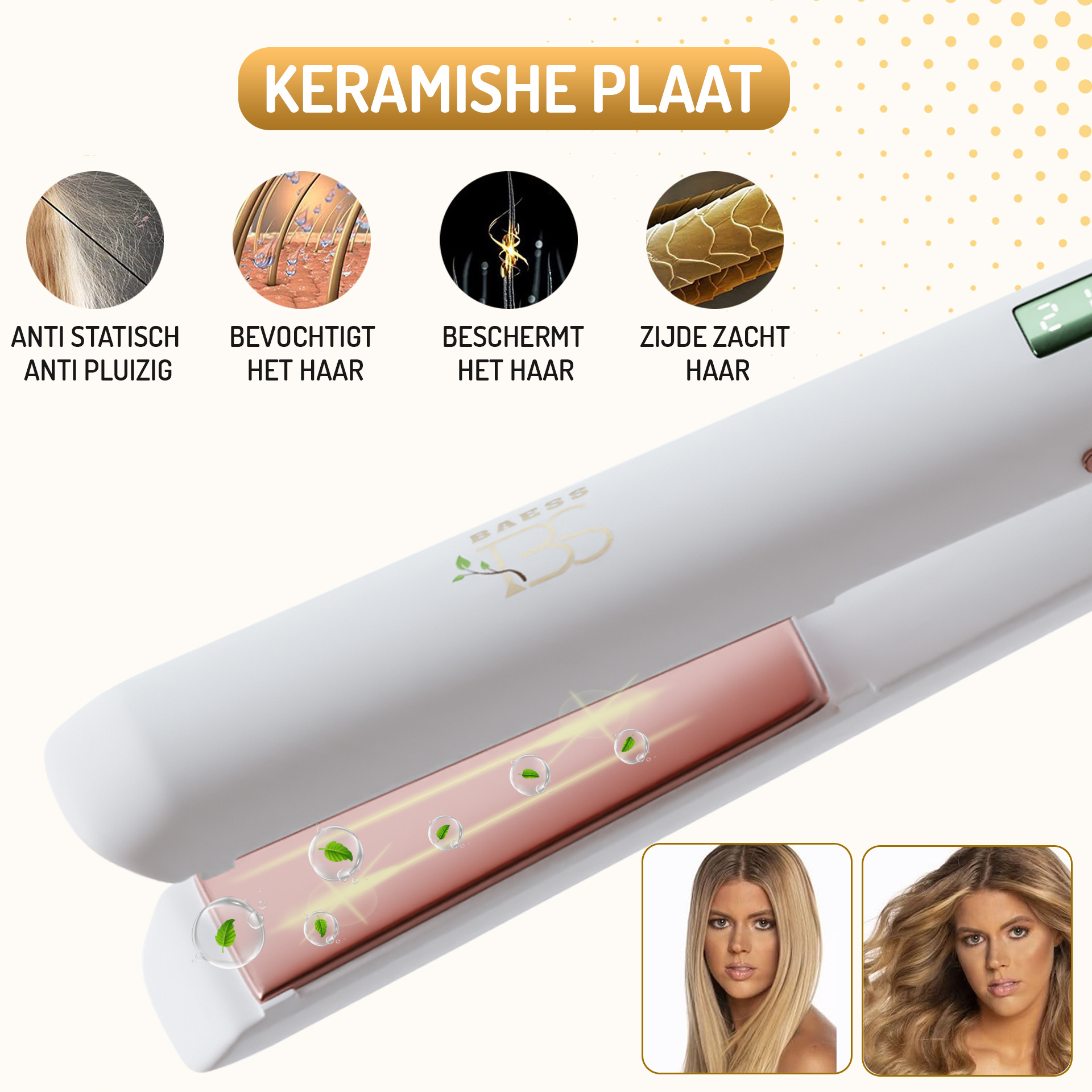 2-in-1 Stijltang & Krultang – Geschikt voor Alle Haartypes - Wit