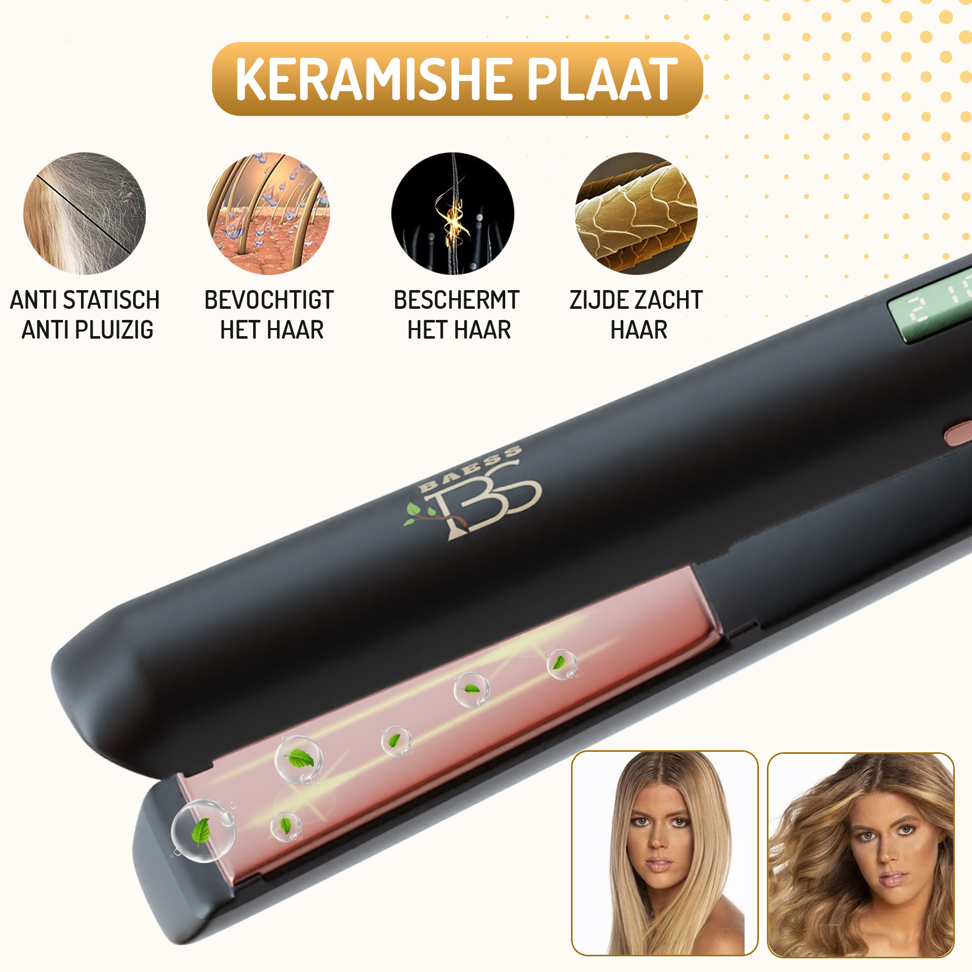 2-in-1 Stijltang & Krultang – Geschikt voor Alle Haartypes - Zwart