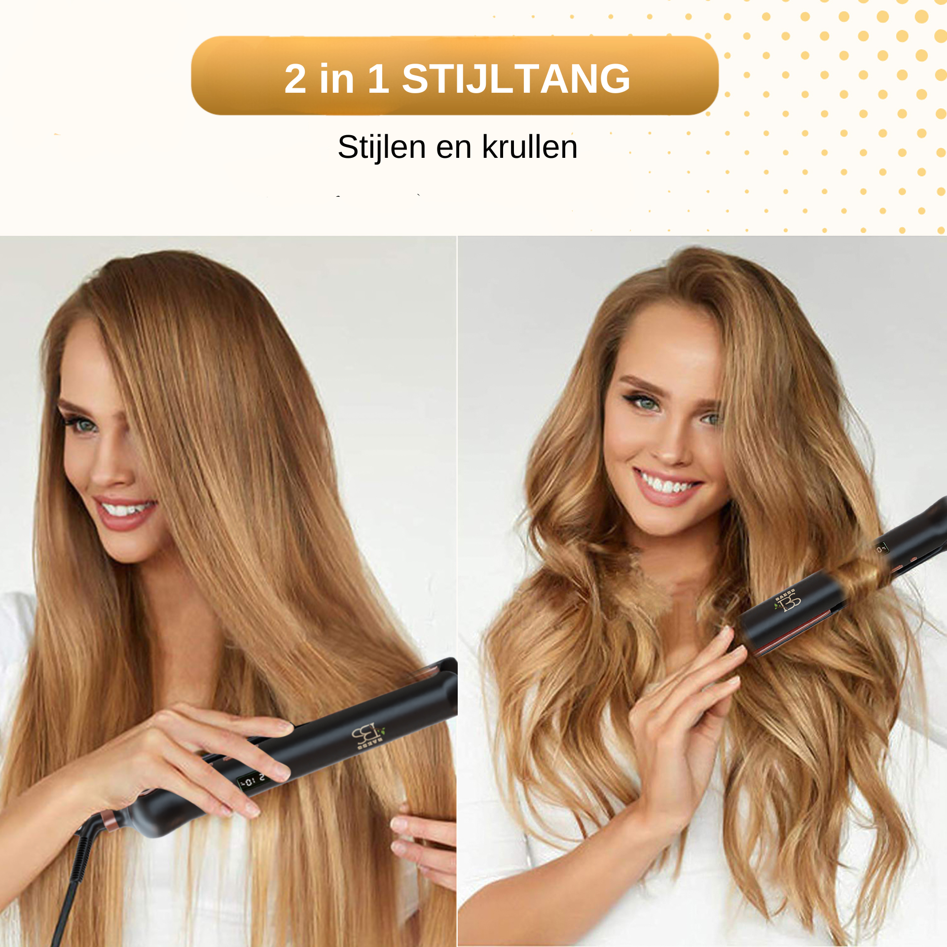 2-in-1 Stijltang & Krultang – Geschikt voor Alle Haartypes - Zwart