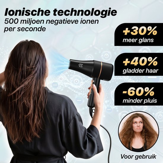 Föhn met Diffuser - 5 Standen - Ionische Haardroger met Borstel