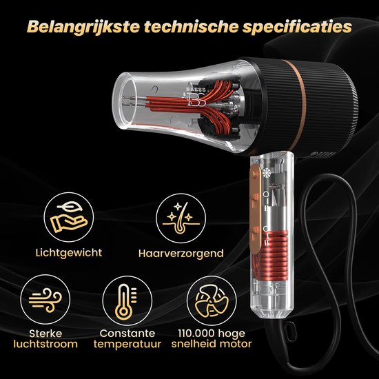 Föhn met Diffuser - 5 Standen - Ionische Haardroger met Borstel