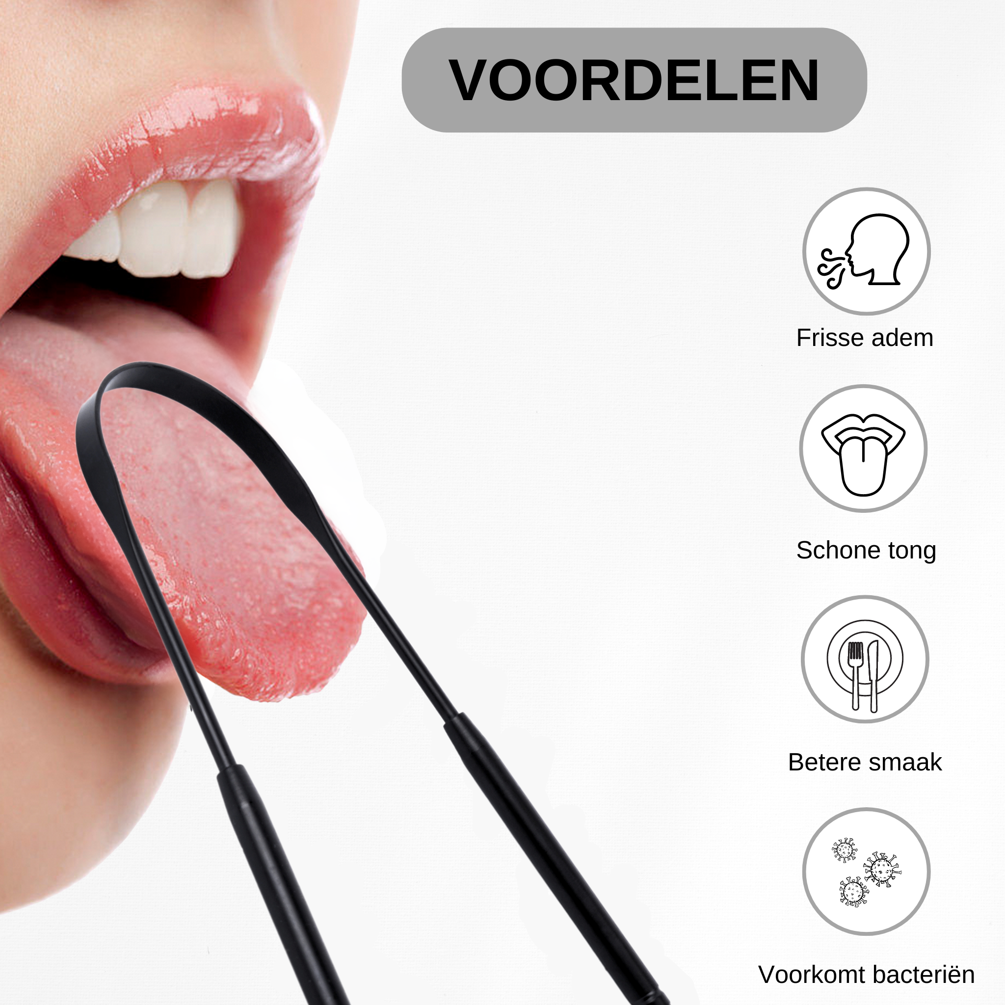 tongschraper voor een frisse adem, schone tong en betere smaak