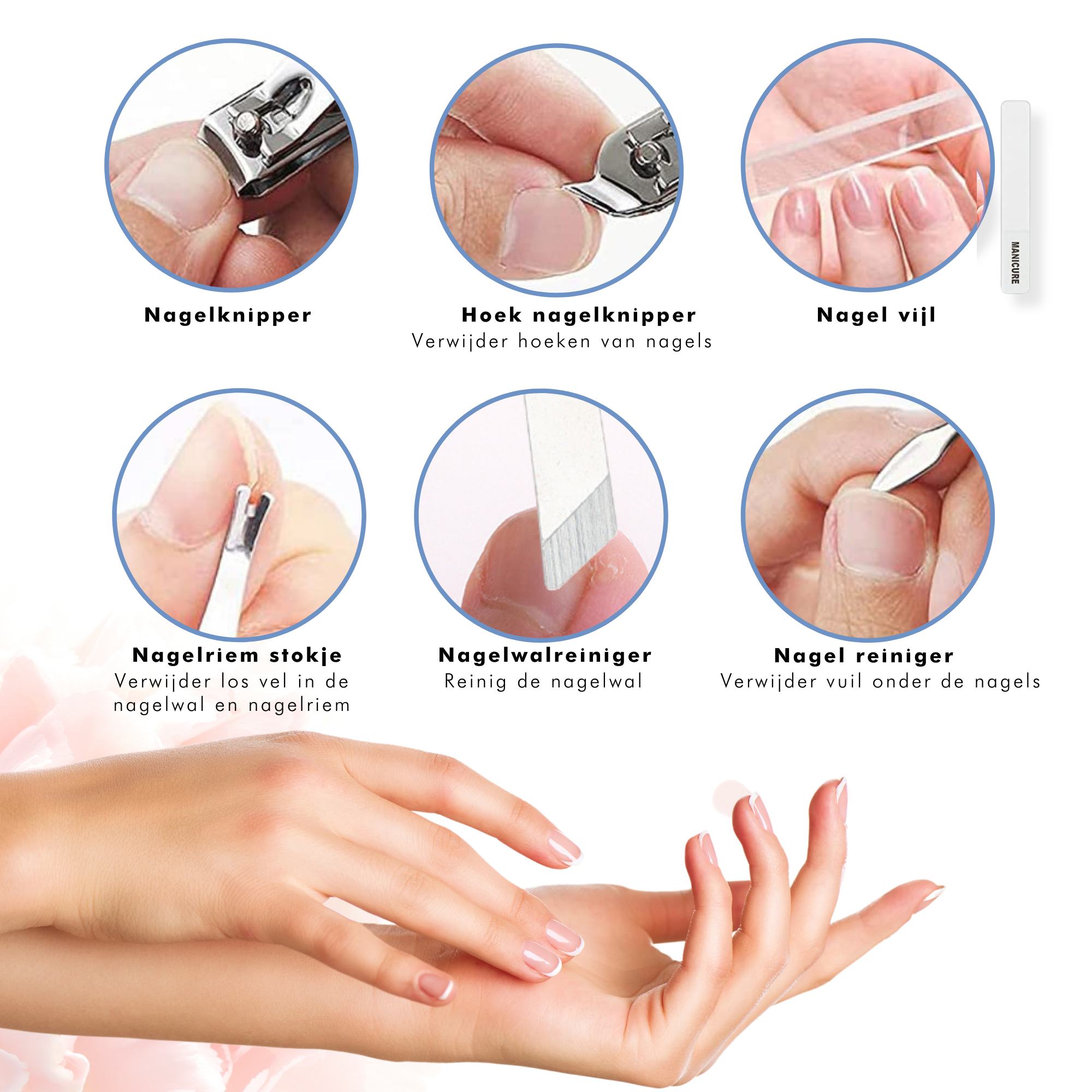 16-delige pedicure en manicure set - verzorgingsset voor handen, voeten en gezicht