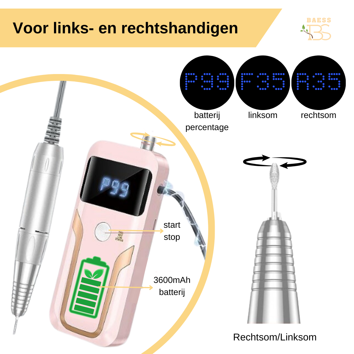 Nagelfräser-Komplettset - 35000 RPM - Elektrische Nagelfeile - Maniküre & Pediküre - Pink