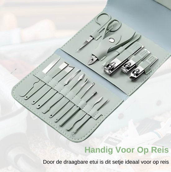 16-Delige Pedicure en Manicure Set - Complete Verzorgingsset voor Handen, Voeten en Gezicht