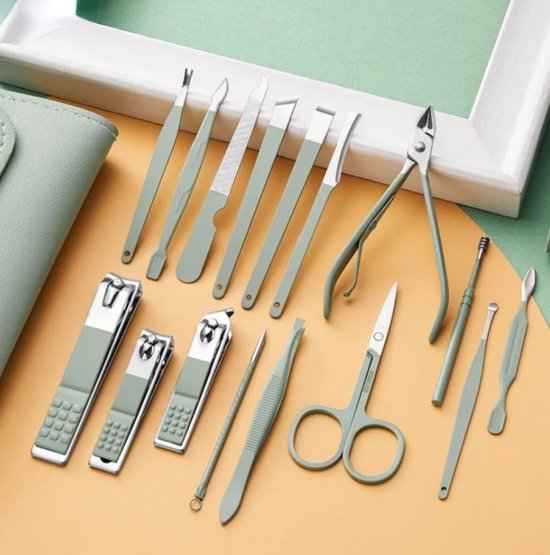 16-Delige Pedicure en Manicure Set - Complete Verzorgingsset voor Handen, Voeten en Gezicht