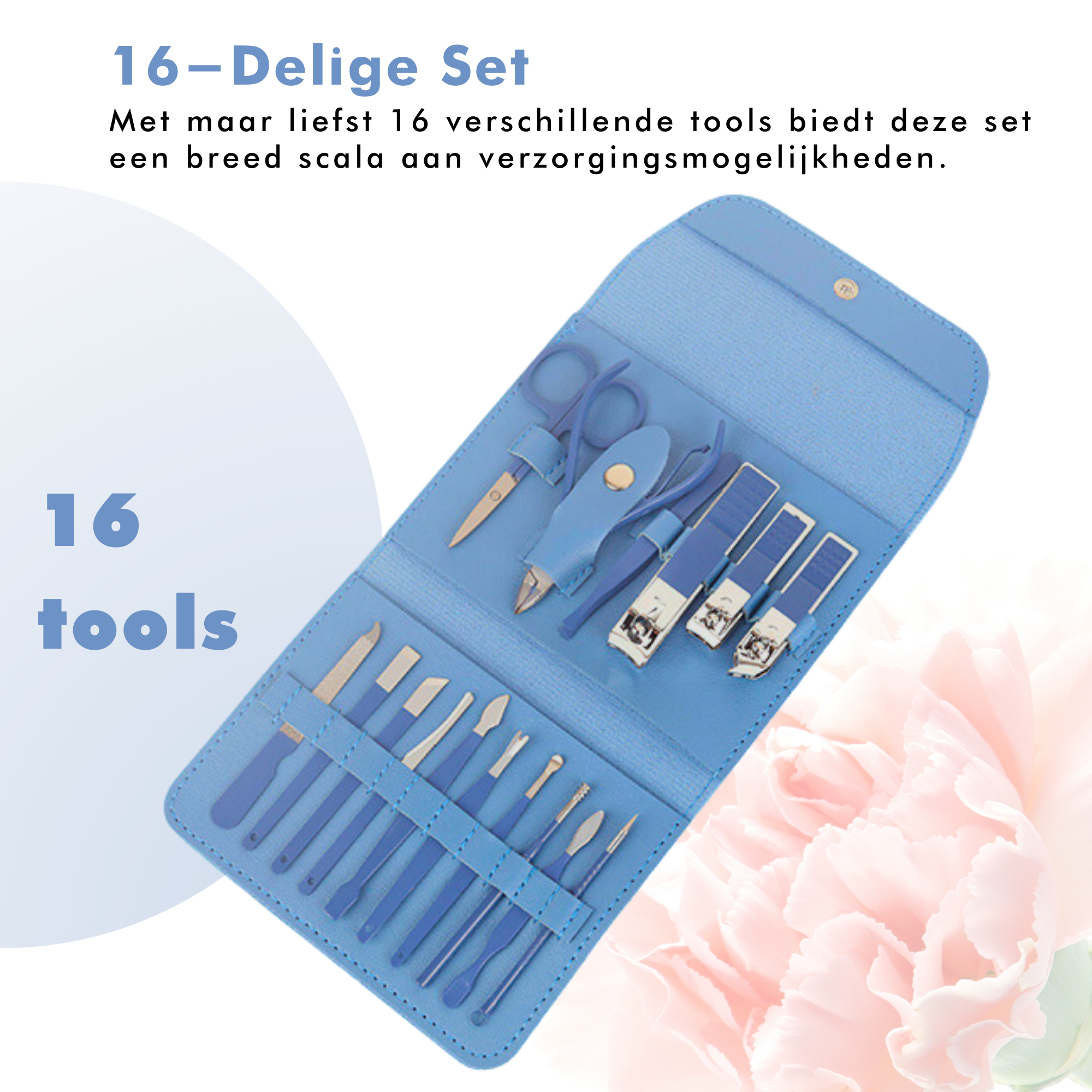 16-Piece Pedicure and Manicure Set - Nail Set - Blue