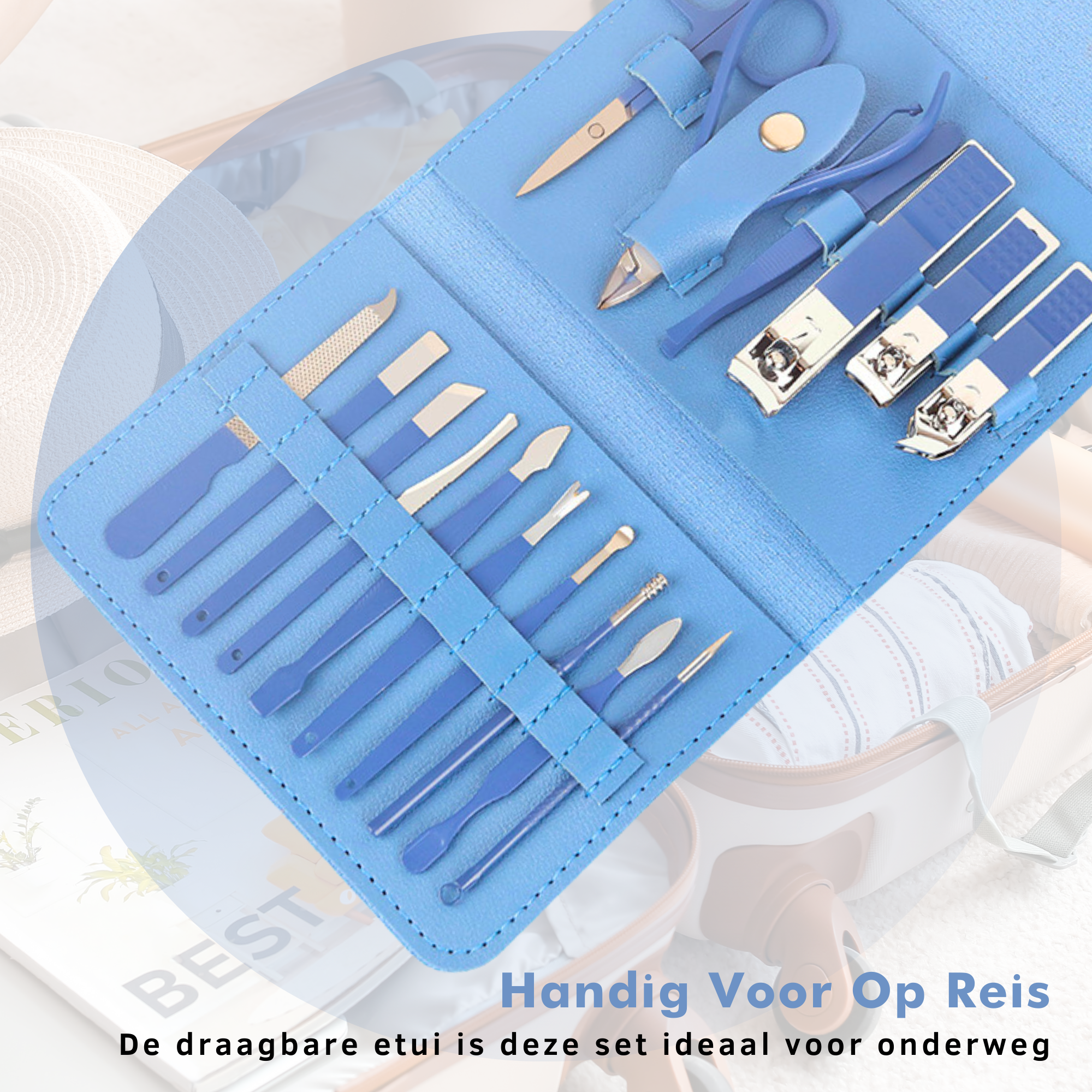 16-Piece Pedicure and Manicure Set - Nail Set - Blue
