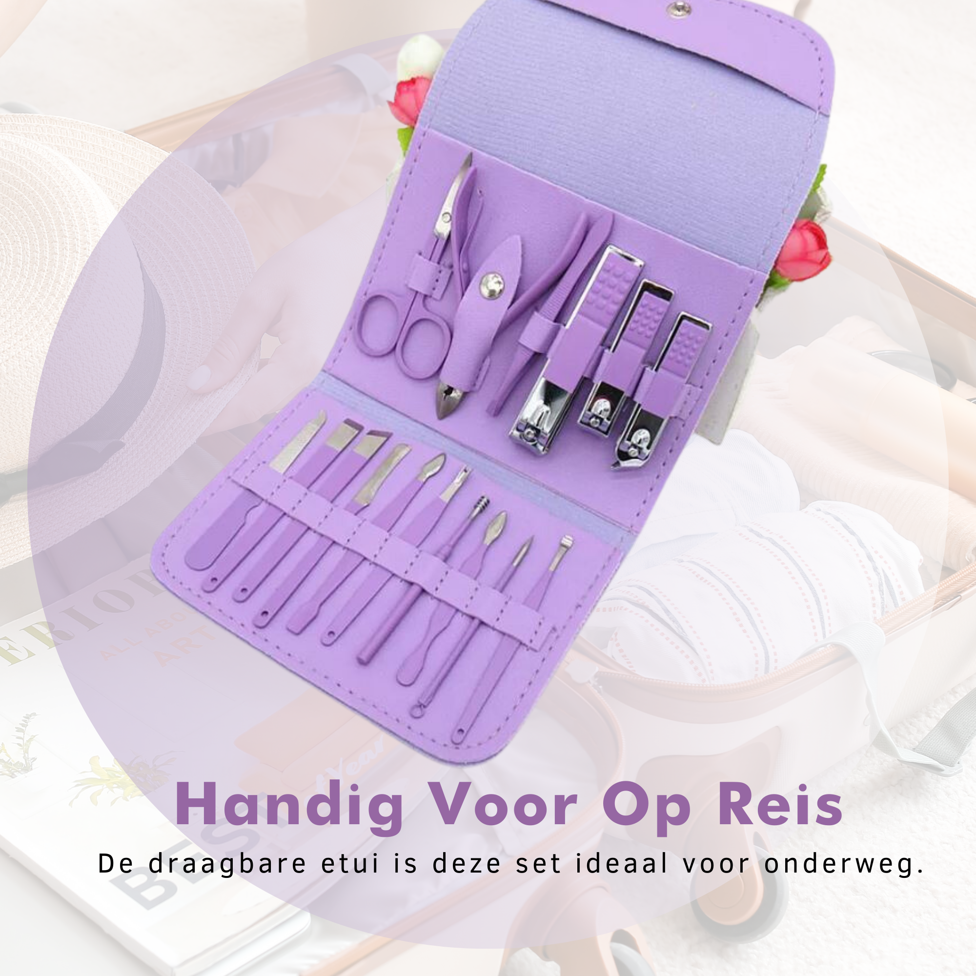 16-Piece Pedicure and Manicure Set - Nail Set - Pink