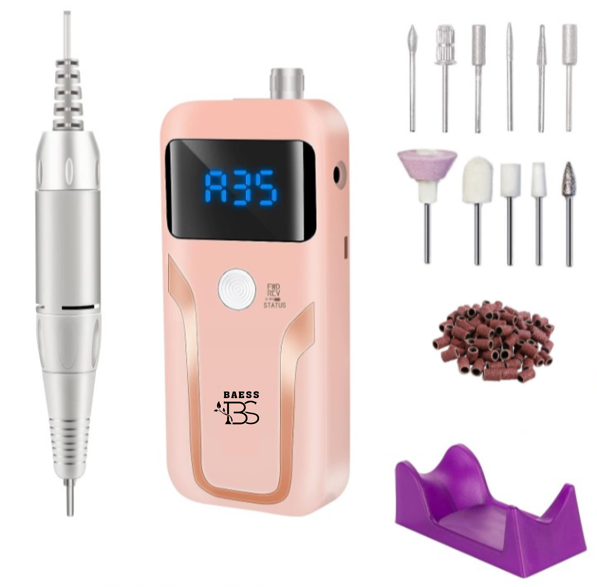 Nail grinder complete set - 35000 RPM - Electric nail file - Manicure & Pedicure - Pink