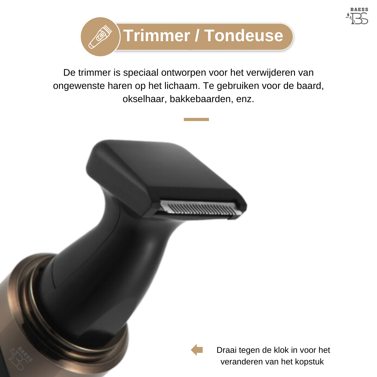 4-in-1 Nose Hair Trimmer - Nose Trimmer - Black/Gold