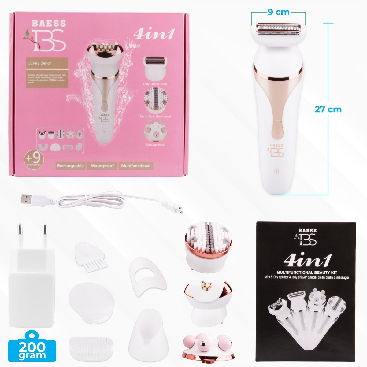 BAESS Beauty 4-in-1 Ladyshave - Epilator - Scheerapparaat vrouw - Waterdicht