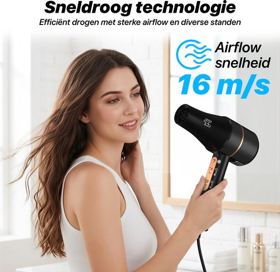 Föhn met Diffuser - 5 Standen - Ionische Haardroger met Borstel
