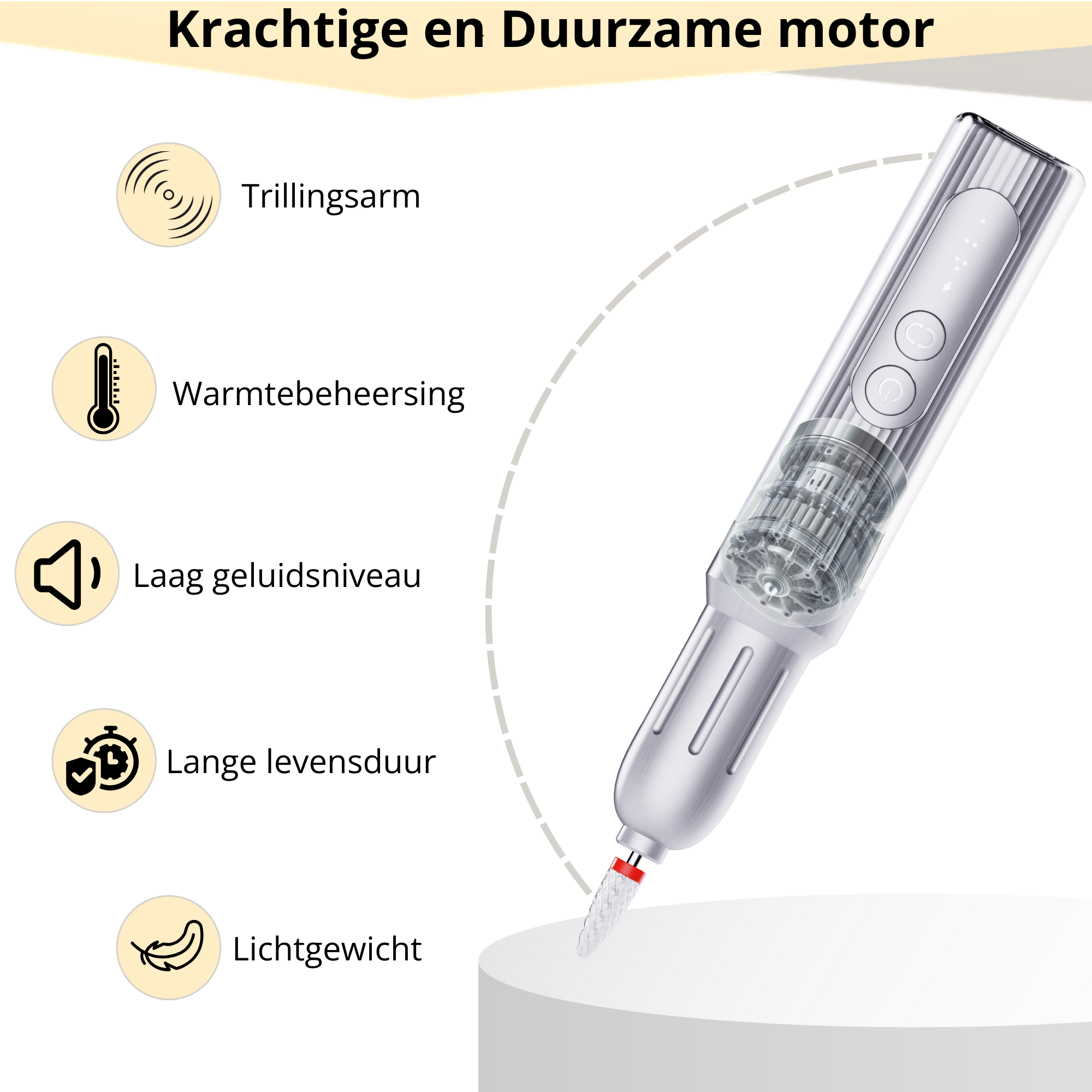 Compacte elektrische nagelvijl – draadloos en eenvoudig mee te nemen