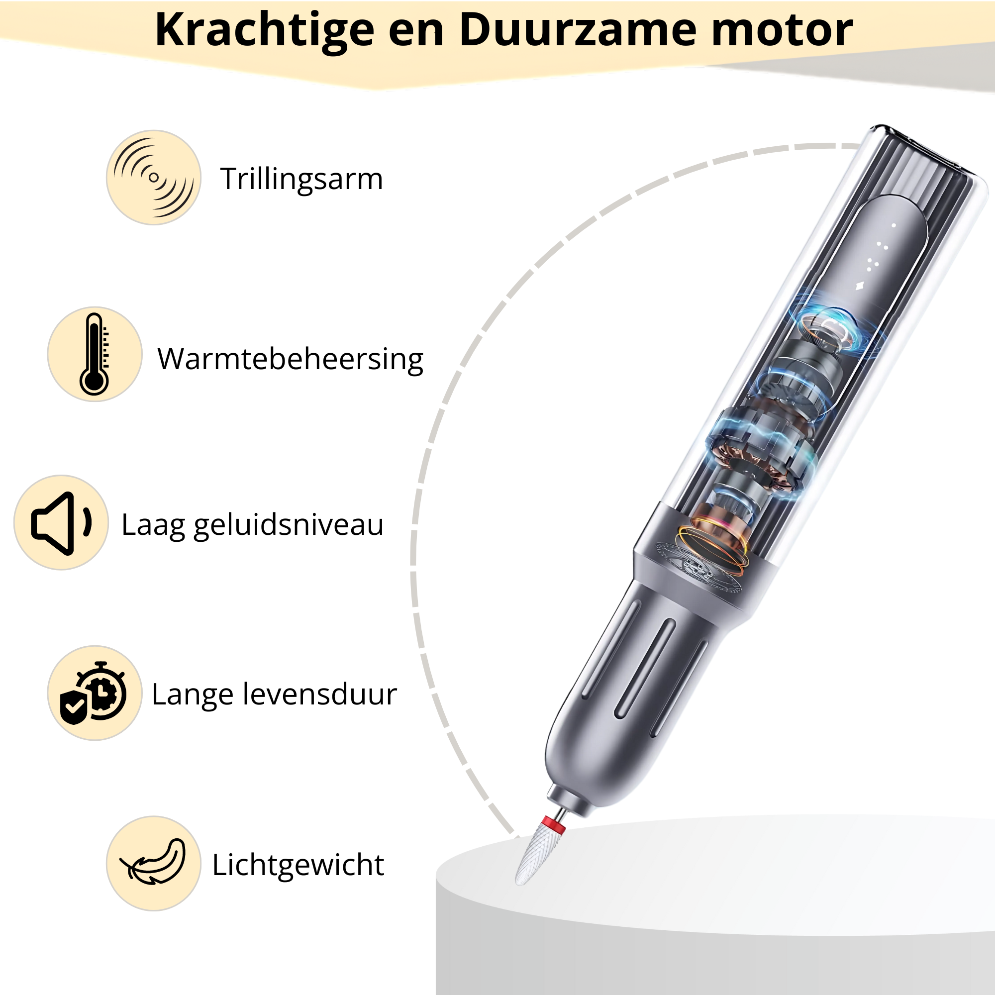 Compacte elektrische nagelvijl – draadloos en eenvoudig mee te nemen