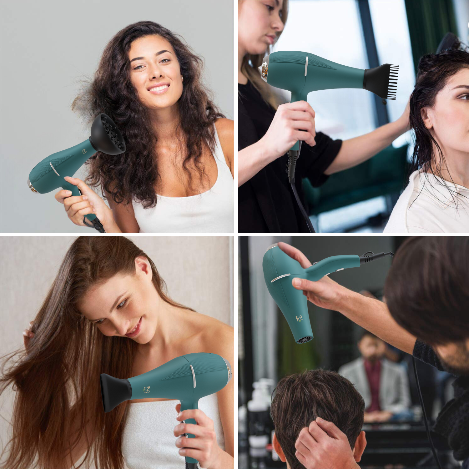 Haarfohn geschikt voor dames en heren, met diffuser, kammondstuk en stylingmondstuk voor elk haartype