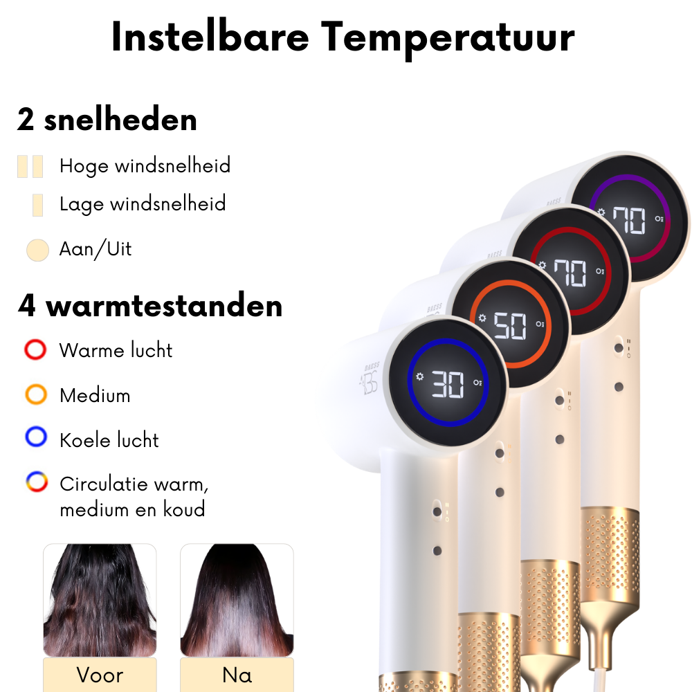 Föhn met Diffuser, Airstyler en Concentrator - Ionentechnologie - 8 standen