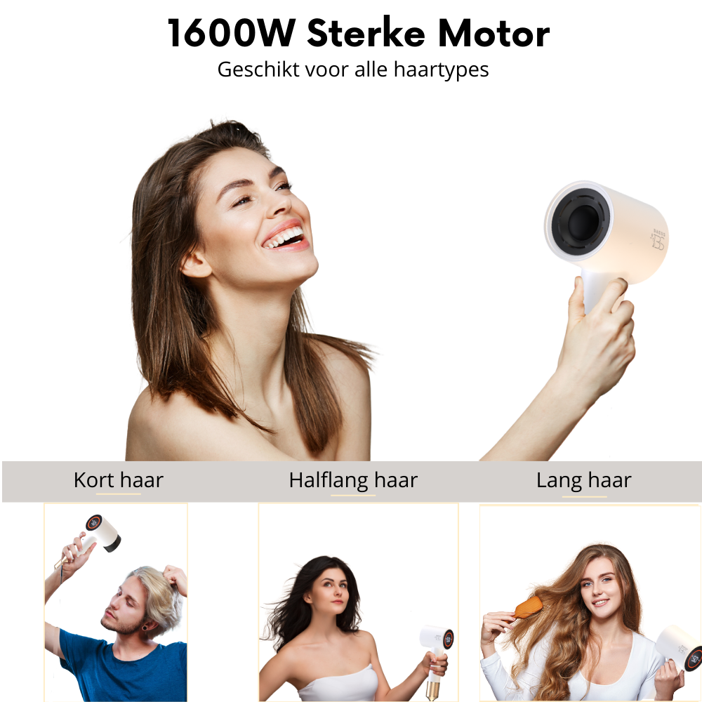 Föhn met Diffuser, Airstyler en Concentrator - Ionentechnologie - 8 standen