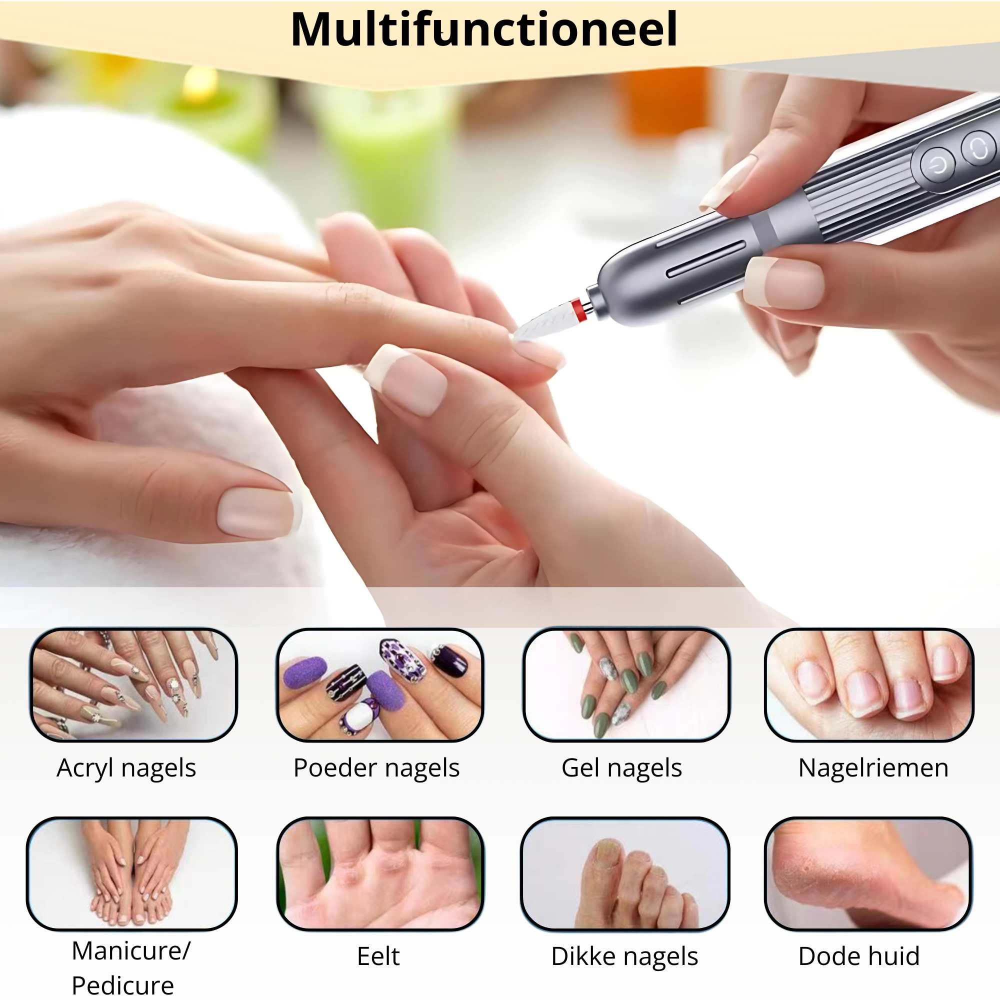 Nagelfrees in gebruik op hand – geschikt voor fijne nagelverzorging