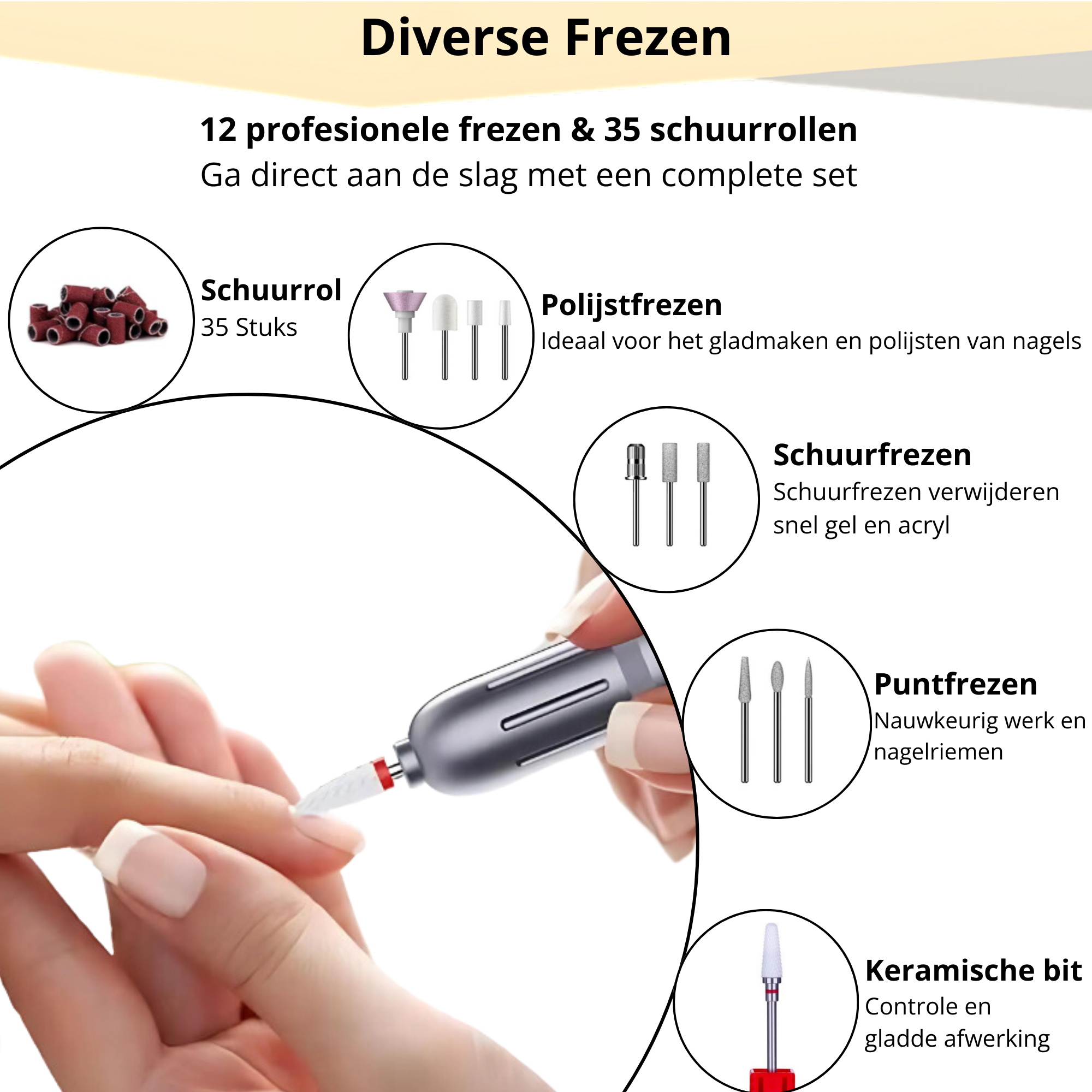 frezen voor nagelfrees – 11-delige set voor diverse toepassingen