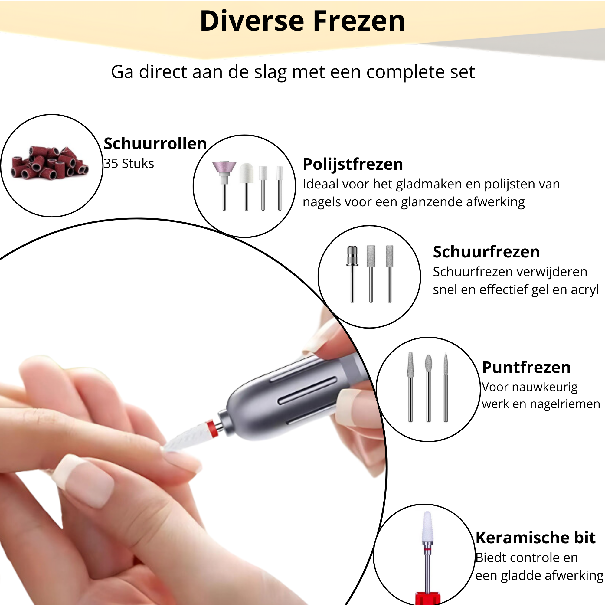 frezen voor nagelfrees – 11-delige set voor diverse toepassingen