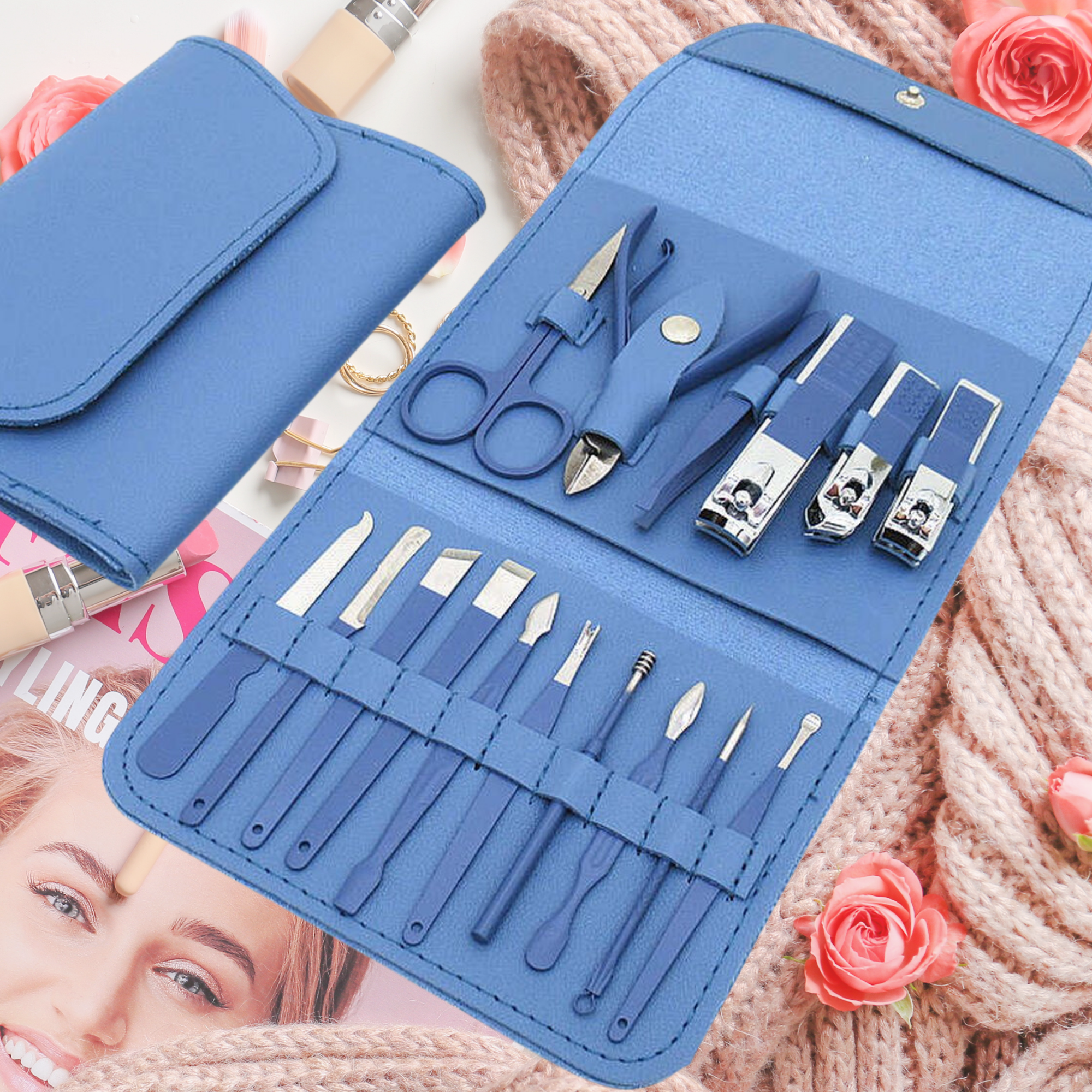 16-Piece Pedicure and Manicure Set - Nail Set - Blue